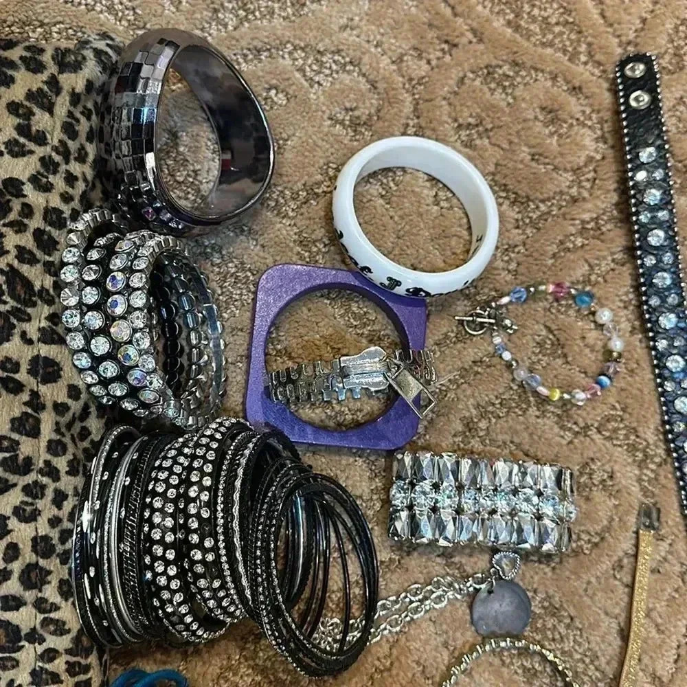 A combination of mixed assorted, bracelets, rhinestones
